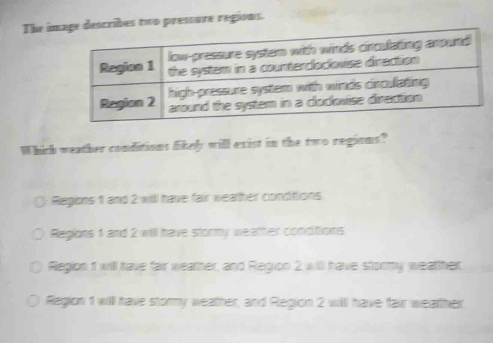the image describes two pressure regions. region 1: low - pressure syst…