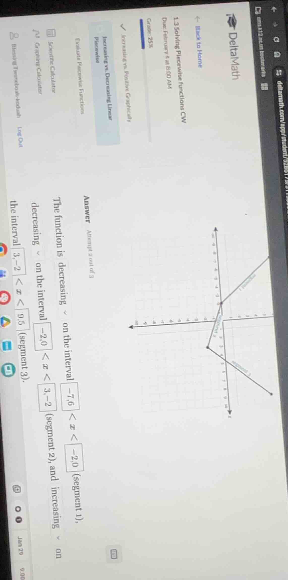 1.3 solving piecewise functions cw due: february 4 at 8:00 am grade: 25…