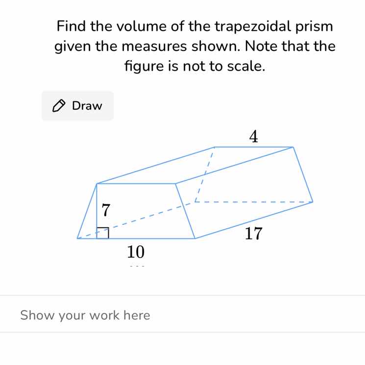 find the volume of the trapezoidal prism given the measures shown. note…