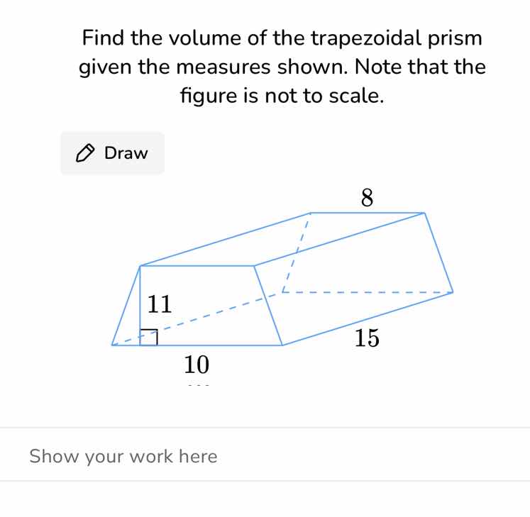 find the volume of the trapezoidal prism given the measures shown. note…