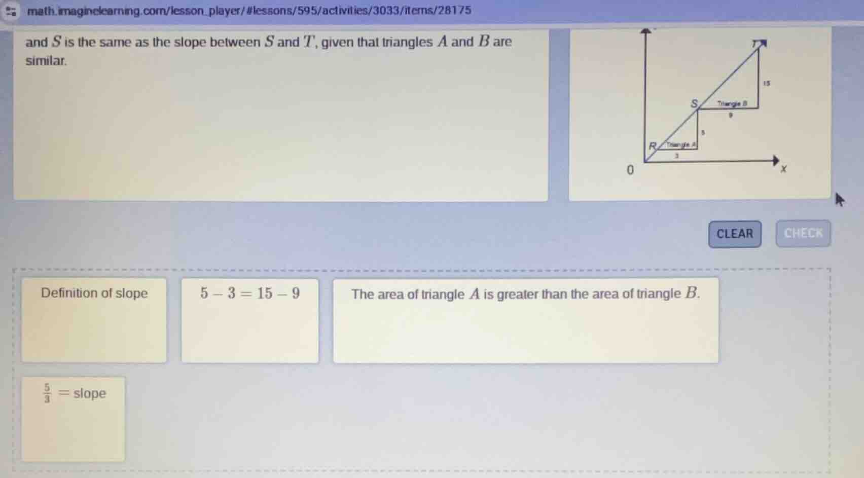 and s is the same as the slope between s and t, given that triangles a …