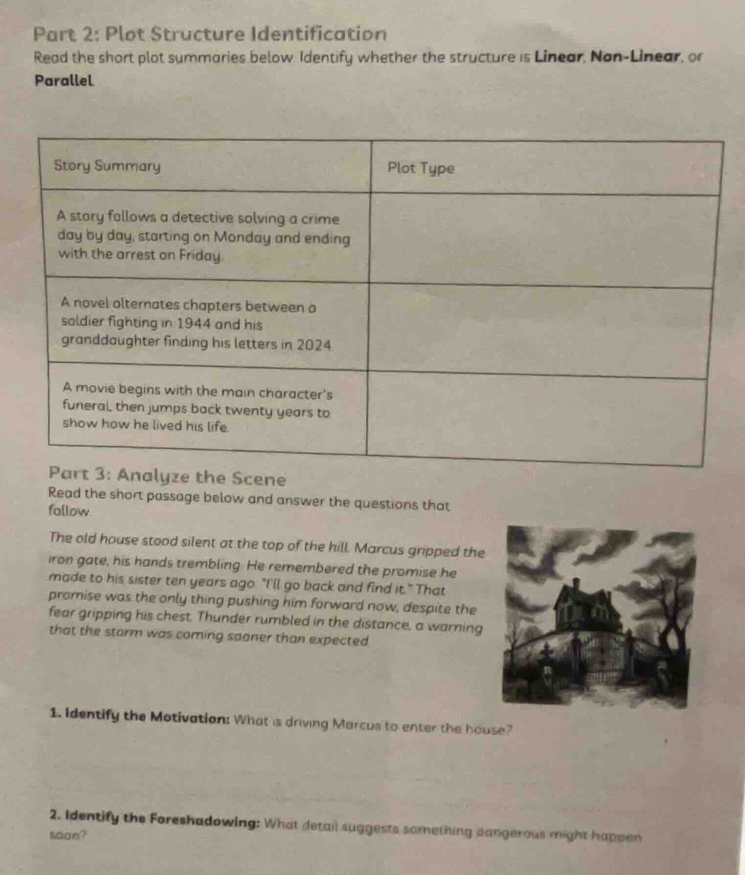 part 2: plot structure identification read the short plot summaries bel…