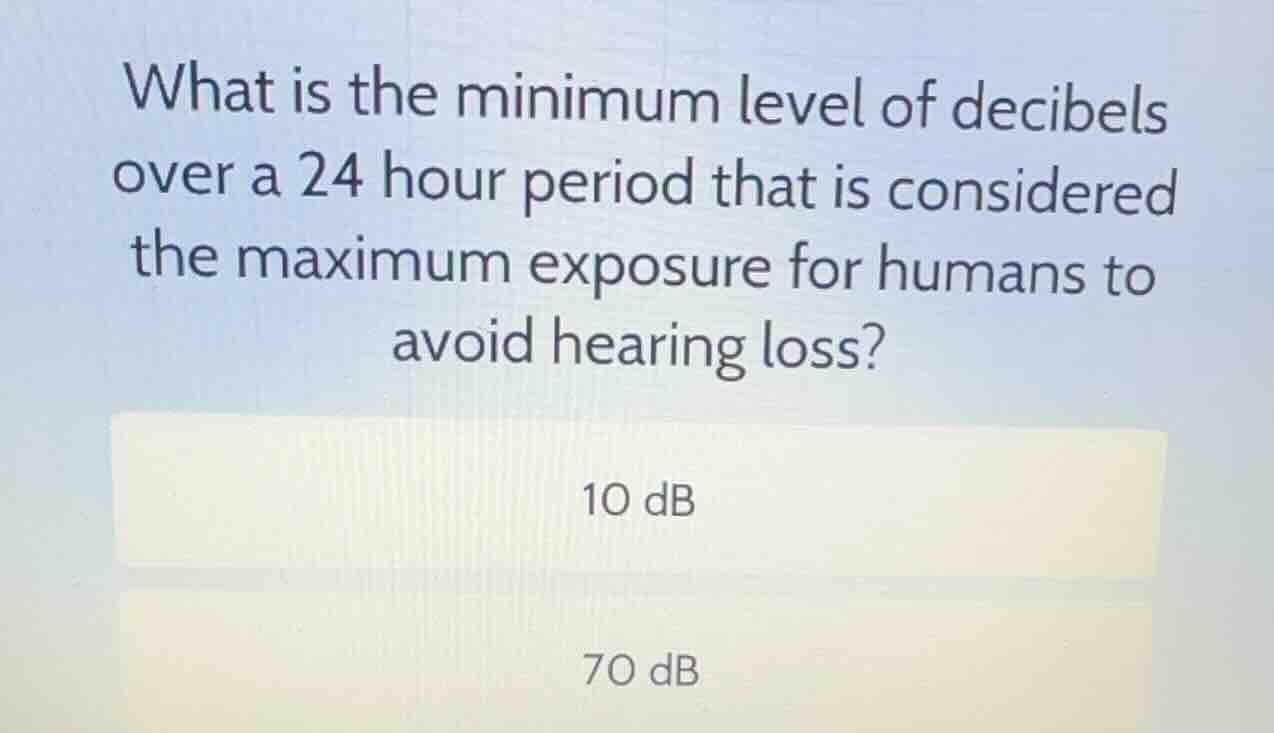 what is the minimum level of decibels over a 24 hour period that is con…