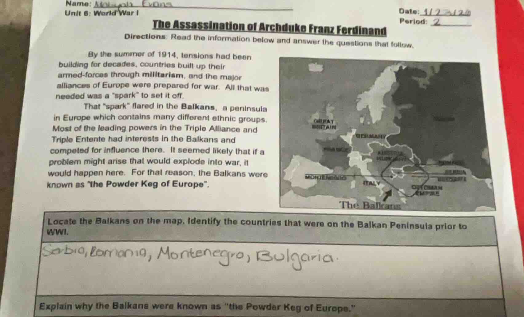 name: unit 6: world war i date: period: the assassination of archduke f…