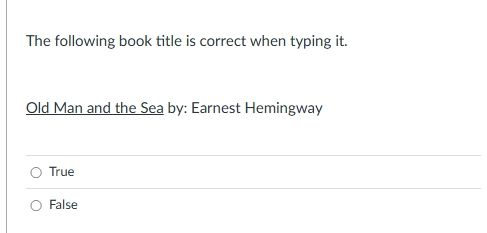 the following book title is correct when typing it. old man and the sea…