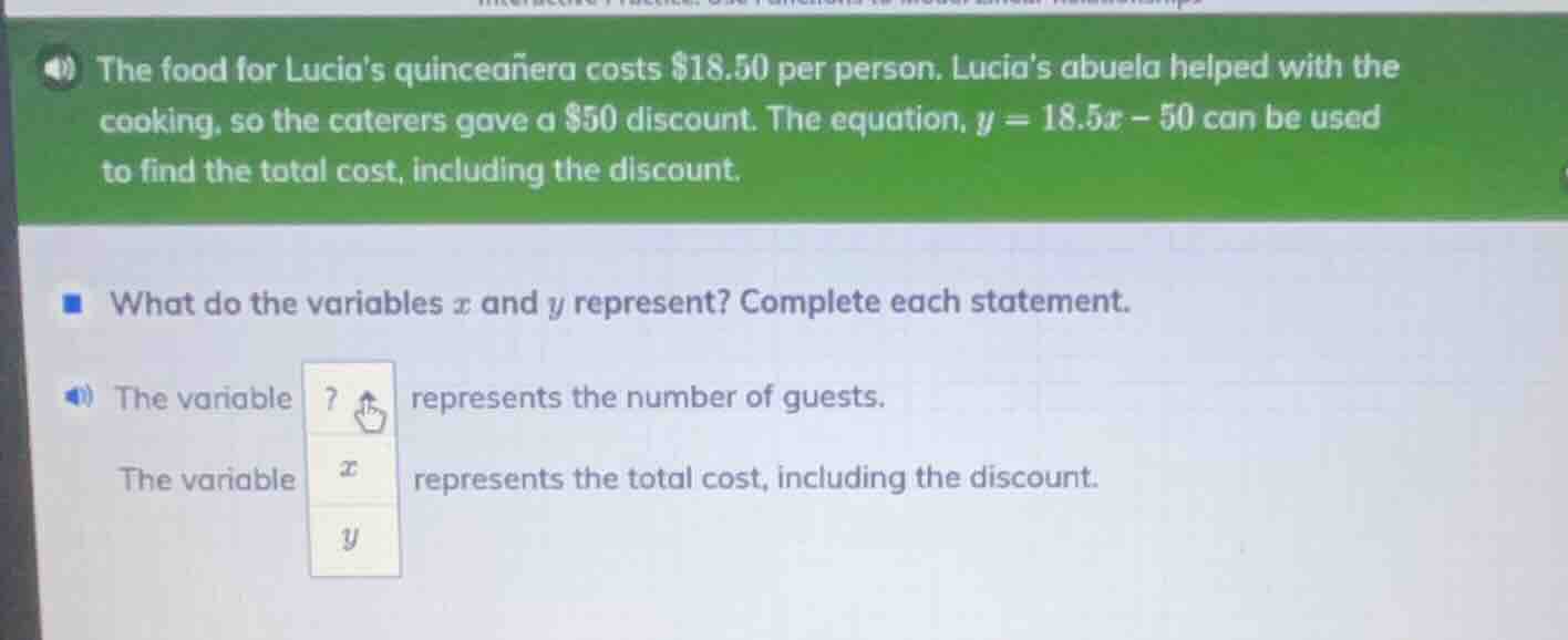 the food for lucias quinceañera costs $18.50 per person. lucias abuela …
