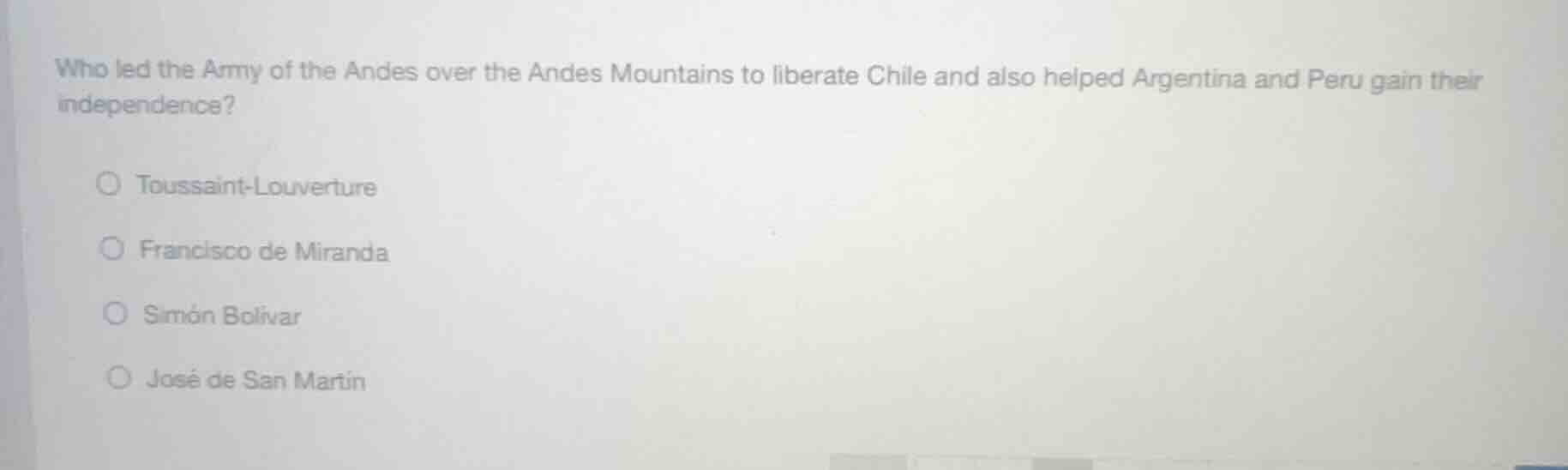 who led the army of the andes over the andes mountains to liberate chil…