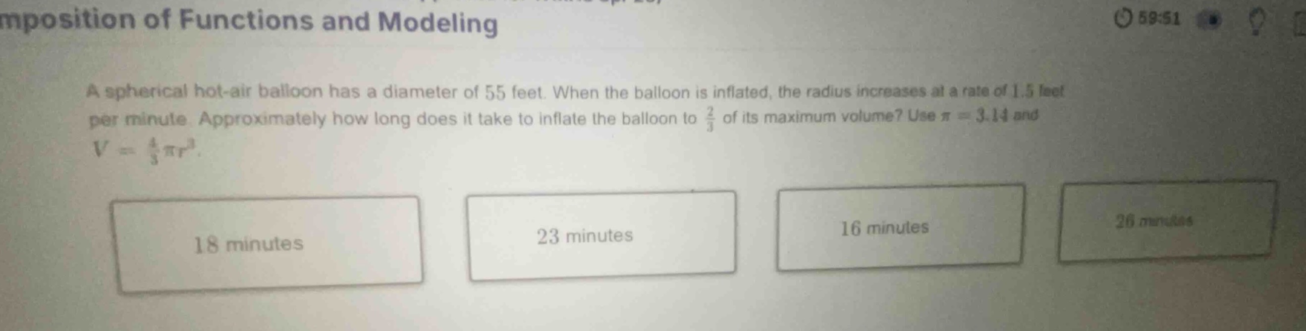 mposition of functions and modeling a spherical hot - air balloon has a…