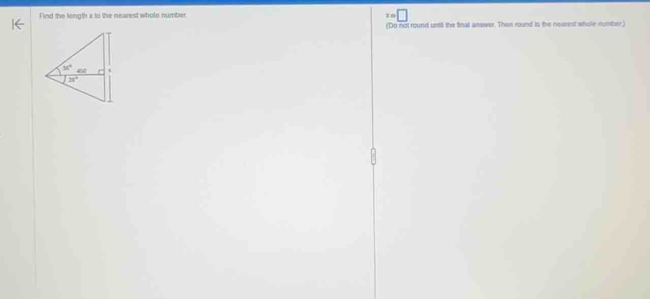 find the length ( x ) to the nearest whole number. (do not round until …