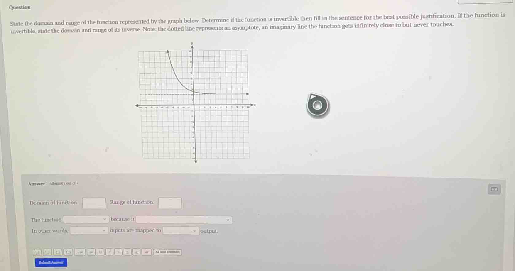 question state the domain and range of the function represented by the …
