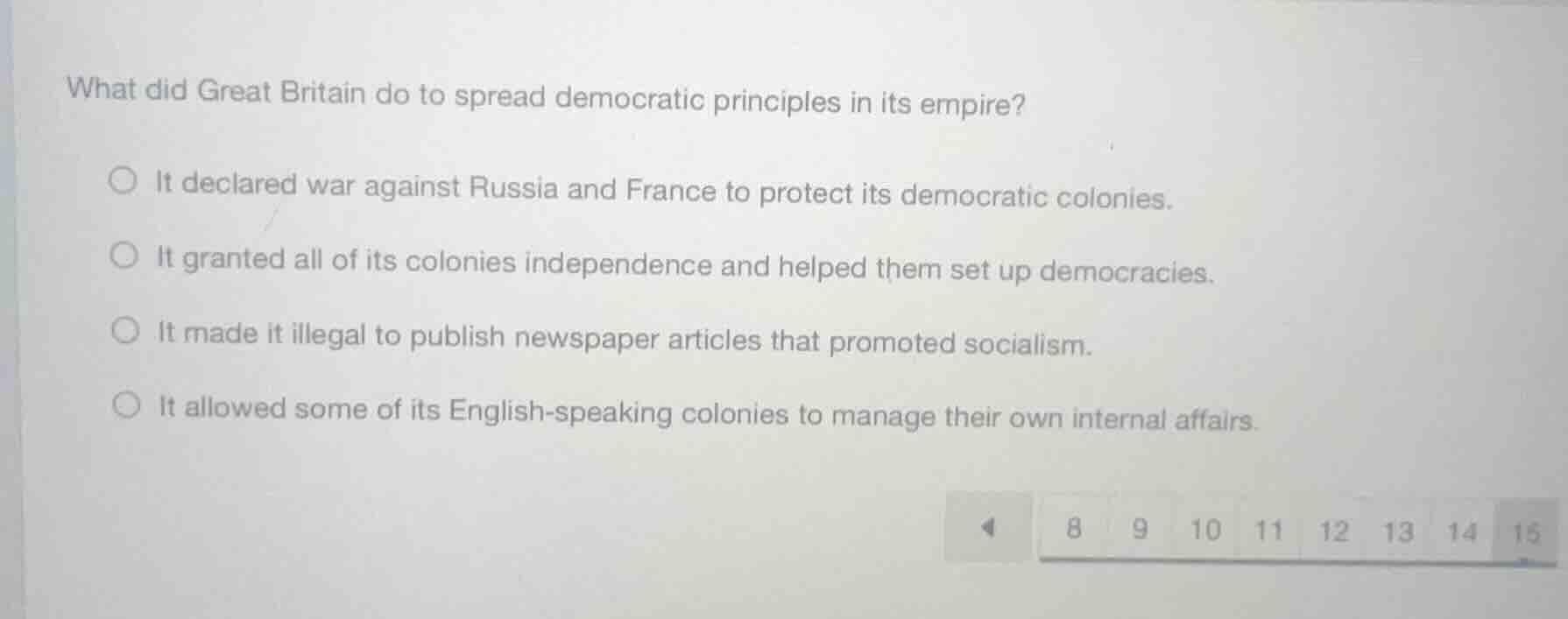 what did great britain do to spread democratic principles in its empire…