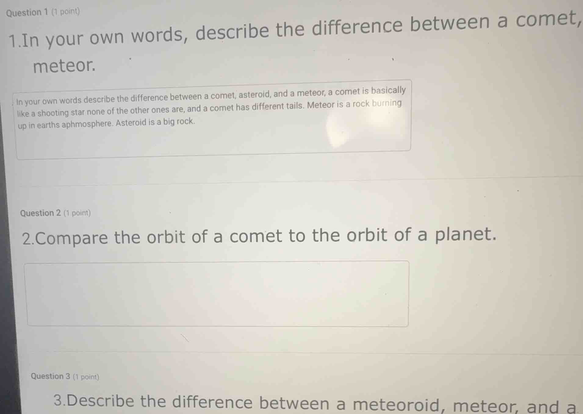 question 1 (1 point) 1. in your own words, describe the difference betw…