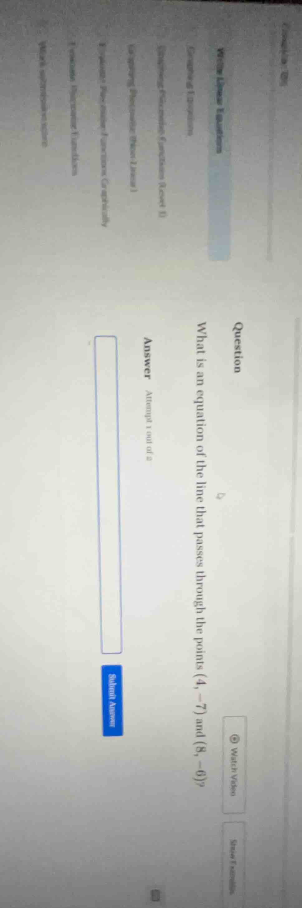 question what is an equation of the line that passes through the points…