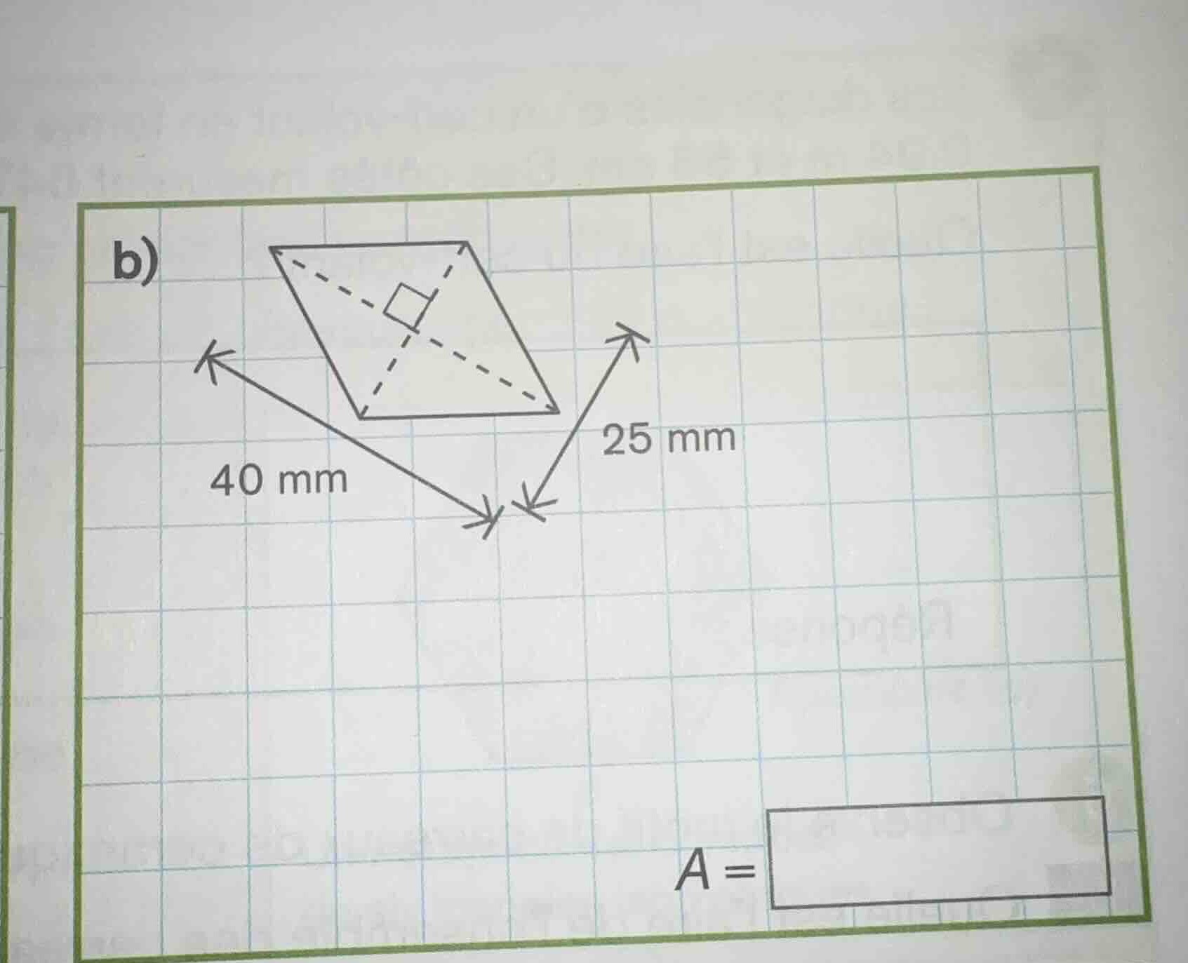 b) 40 mm 25 mm a =