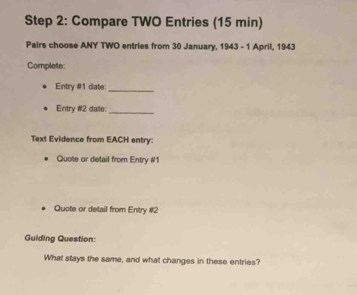 step 2: compare two entries (15 min) pairs choose any two entries from …
