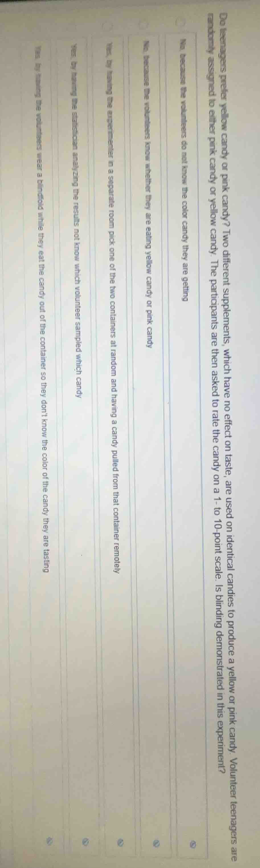 do teenagers prefer yellow candy or pink candy? two different supplemen…