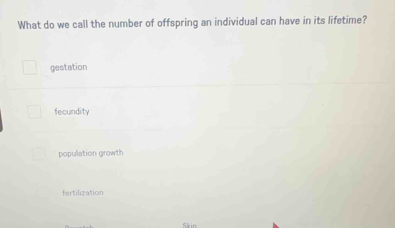 what do we call the number of offspring an individual can have in its l…
