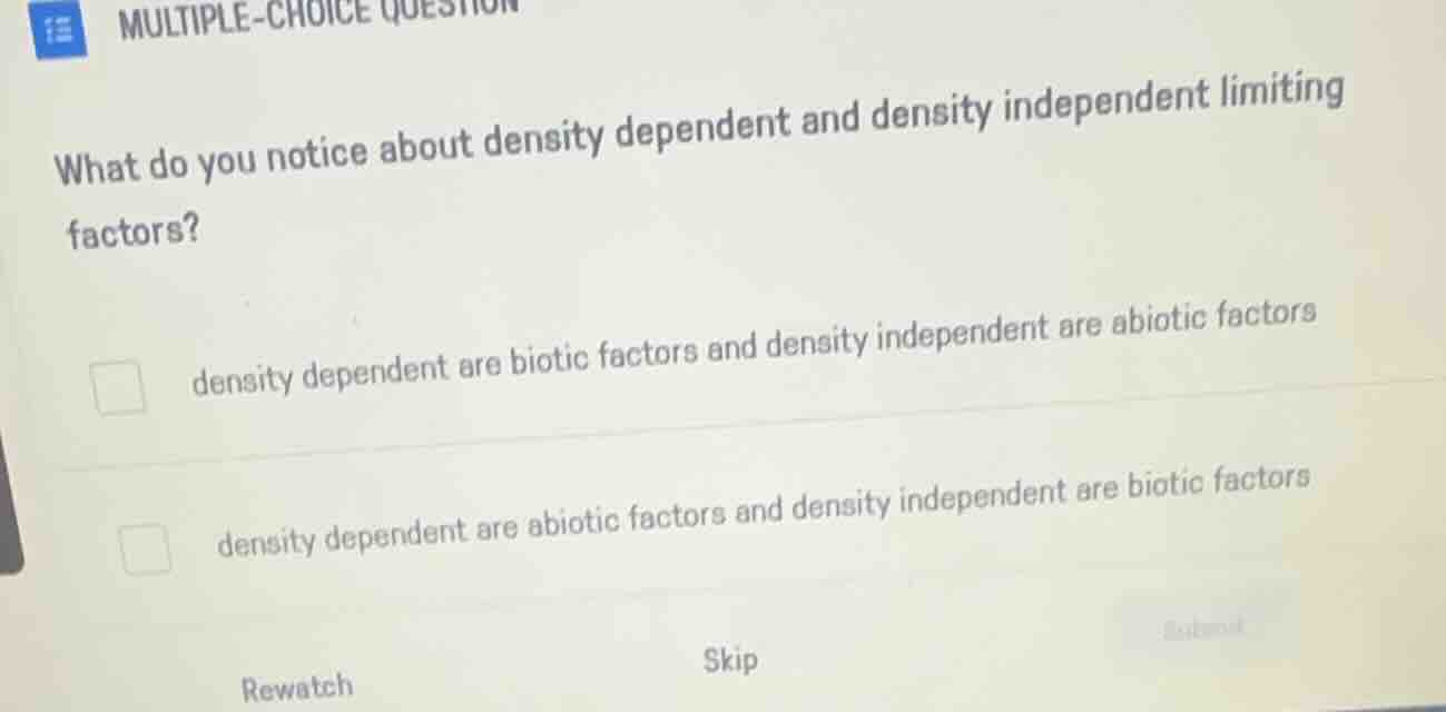 multiple-choice question what do you notice about density dependent and…