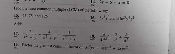 find the least common multiple (lcm) of the following: 15. 45, 75, and …