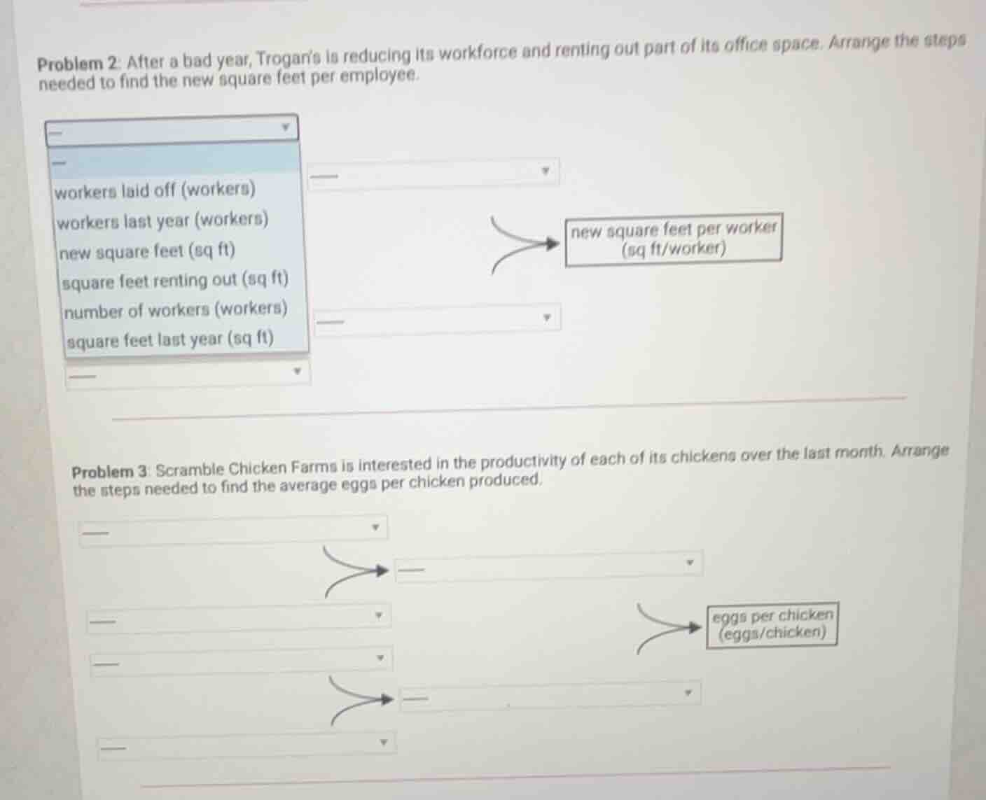 problem 2: after a bad year, trogans is reducing its workforce and rent…