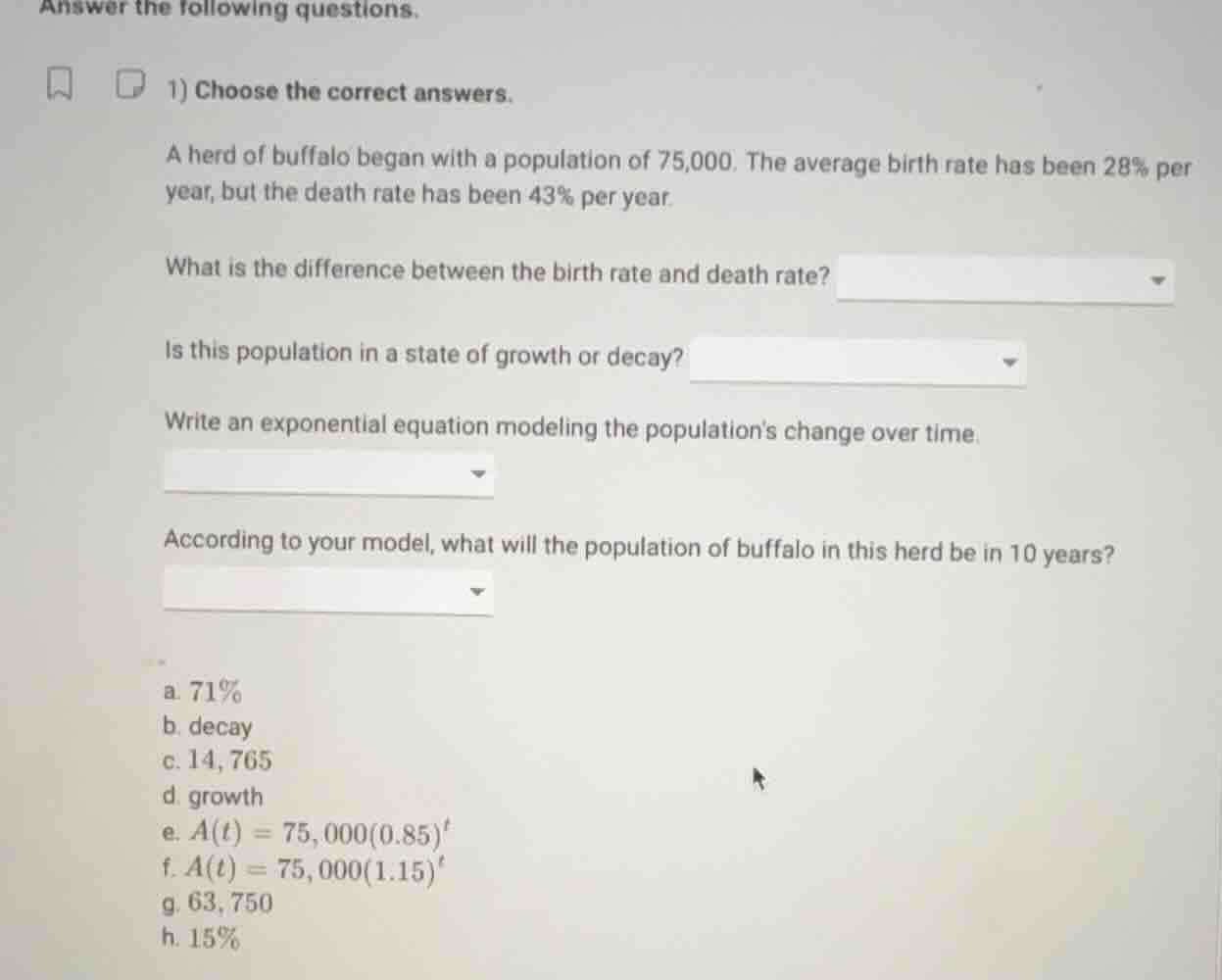 answer the following questions. 1) choose the correct answers. a herd o…