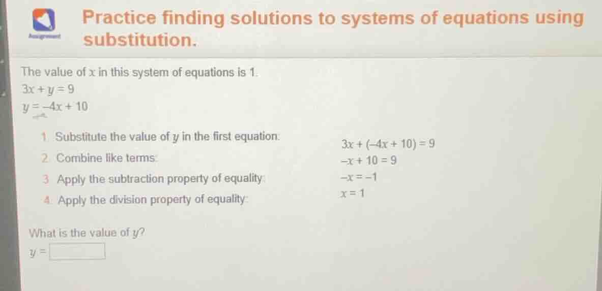practice finding solutions to systems of equations using substitution. …