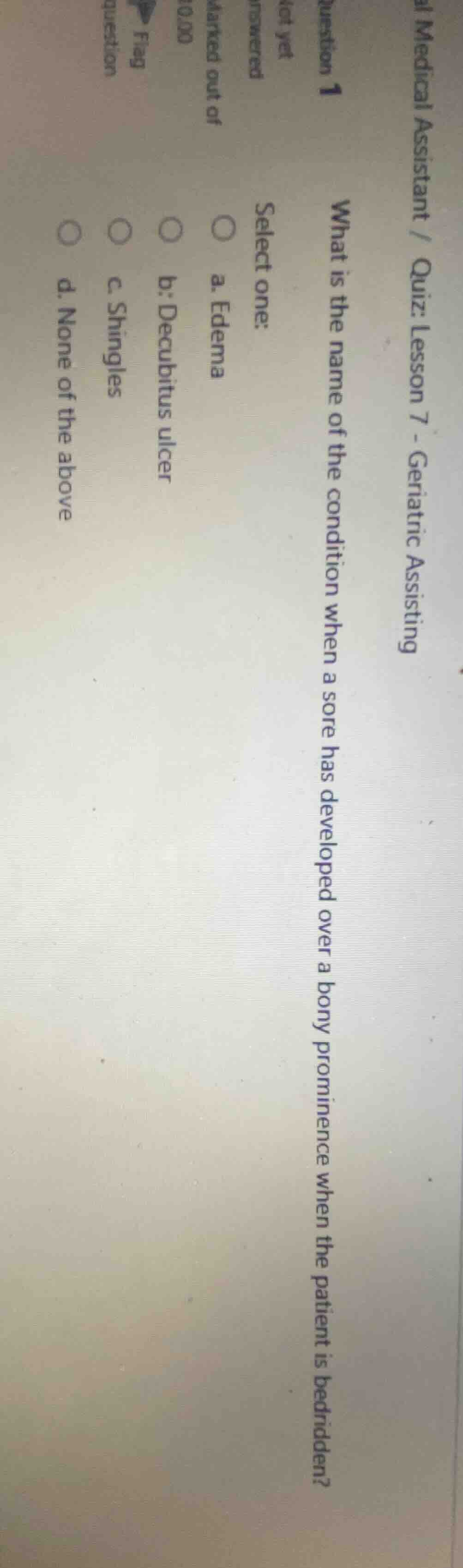 al medical assistant / quiz: lesson 7 - geriatric assisting question 1 …