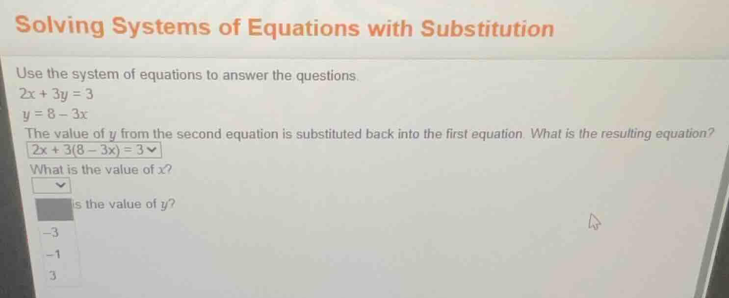 solving systems of equations with substitution use the system of equati…