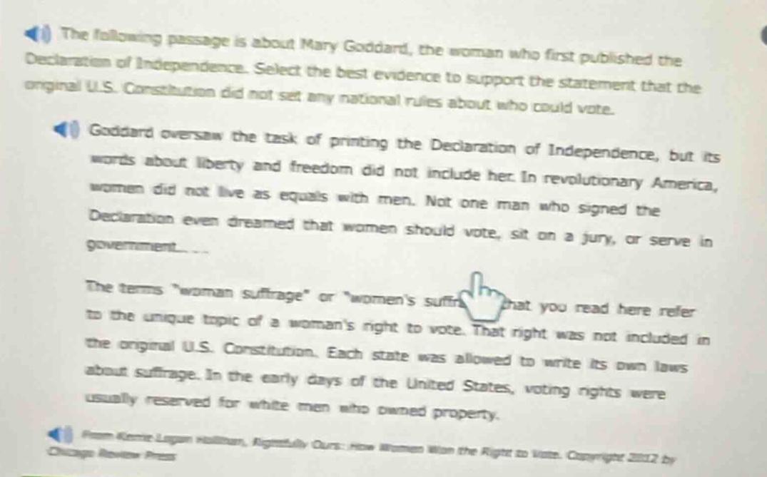 the following passage is about mary goddard, the woman who first publis…