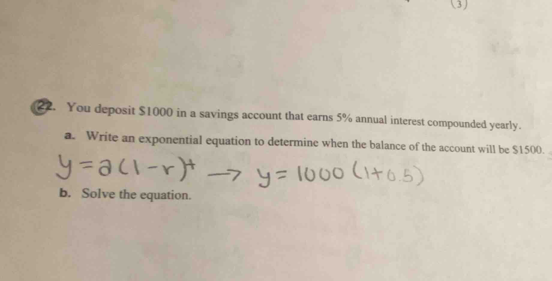 22. you deposit $1000 in a savings account that earns 5% annual interes…