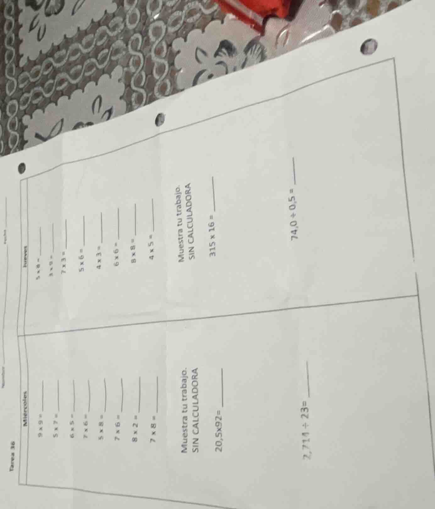 tarea 36 mistercoles 9 x 9 = 5 x 7 = 6 x 5 = 7 x 6 = 5 x 8 = 7 x 5 = 8 …