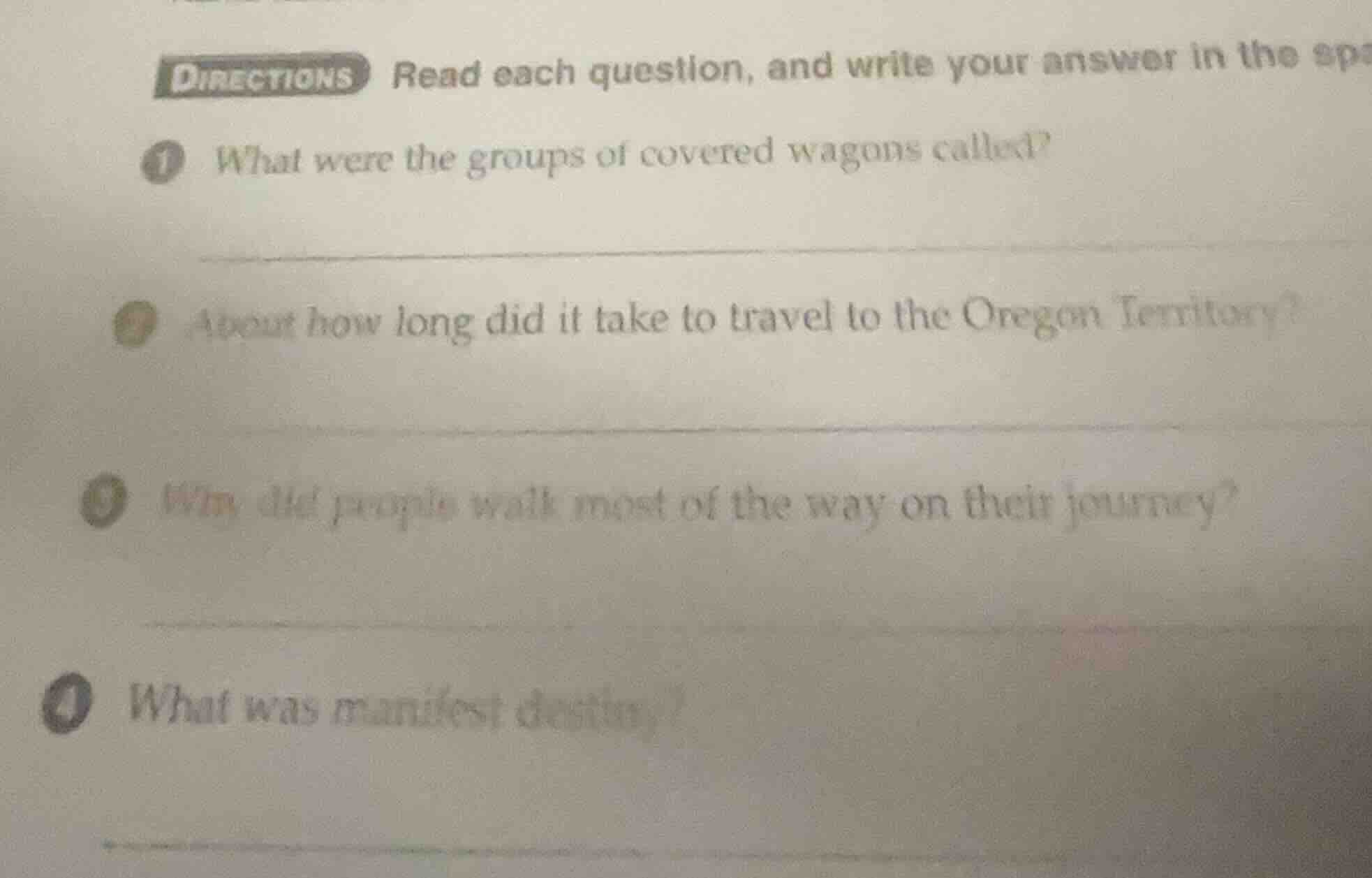 directions read each question, and write your answer in the sp 1 what w…