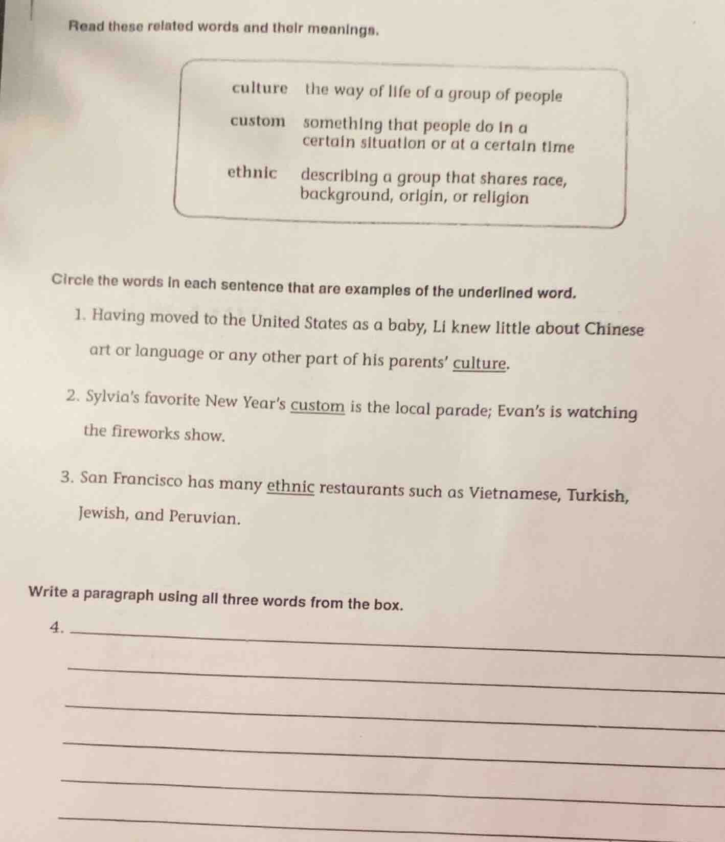 read these related words and their meanings. culture the way of life of…