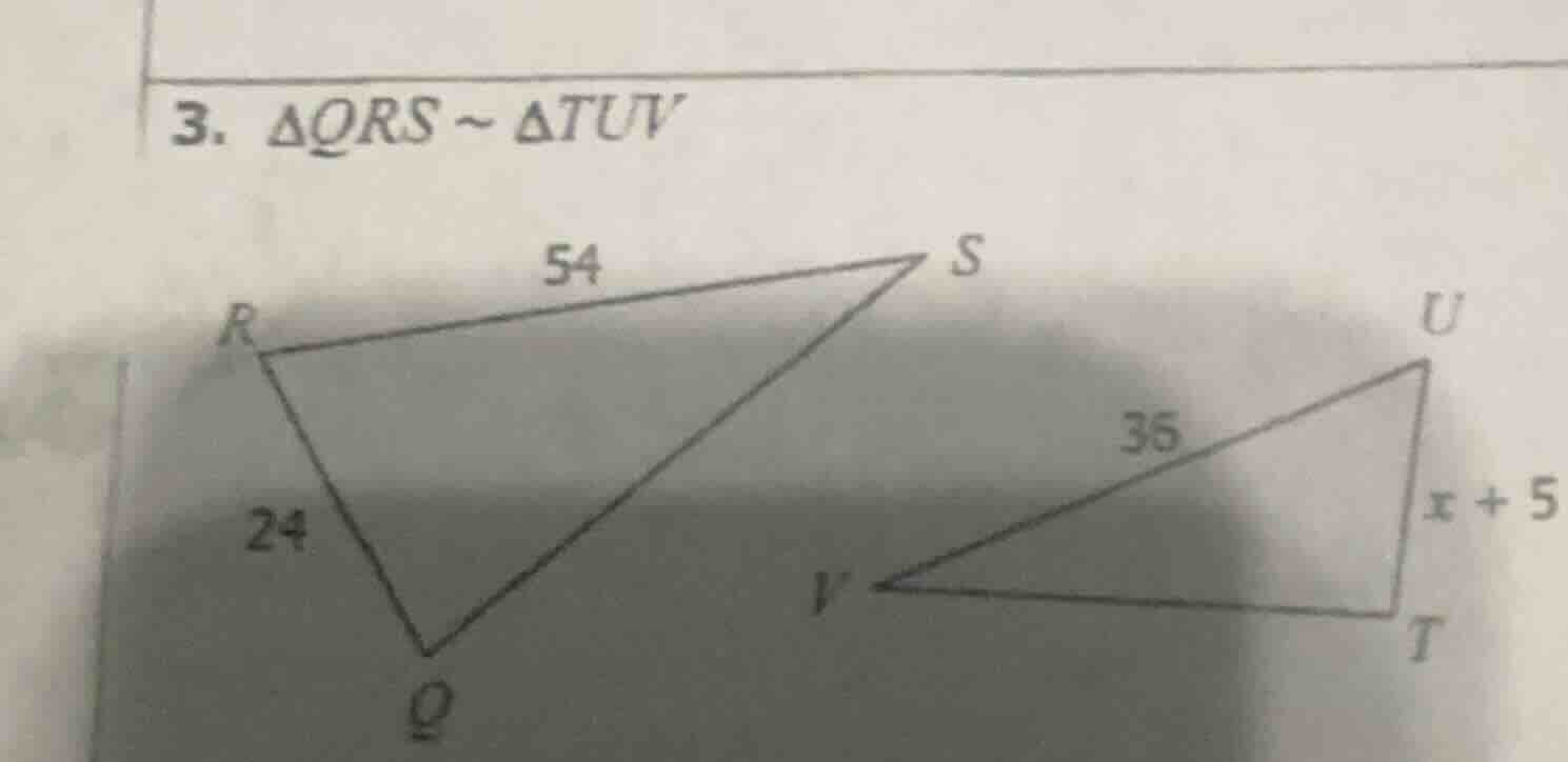 3. $\\triangle qrs \\sim \\triangle tuv$