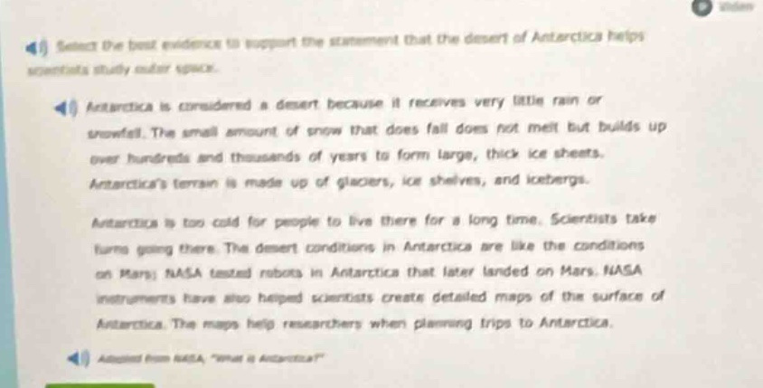 select the best evidence to support the statement that the desert of an…