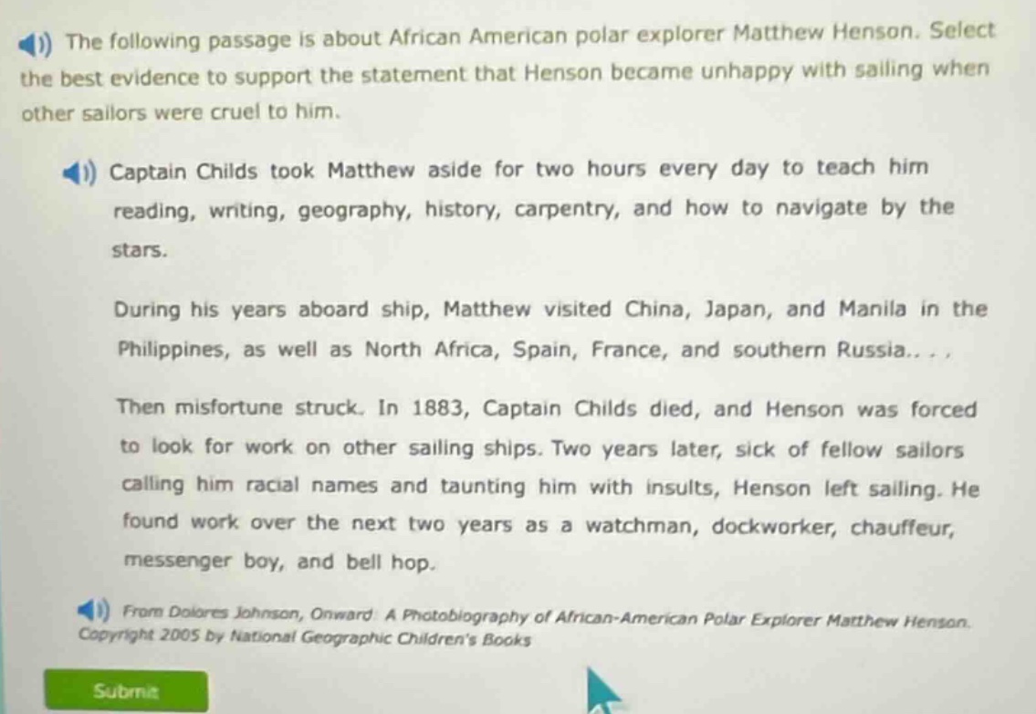 the following passage is about african american polar explorer matthew …