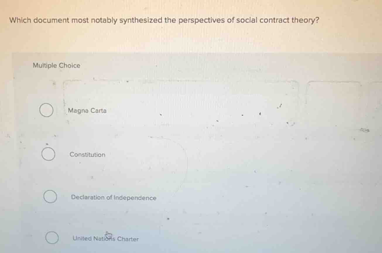 which document most notably synthesized the perspectives of social cont…