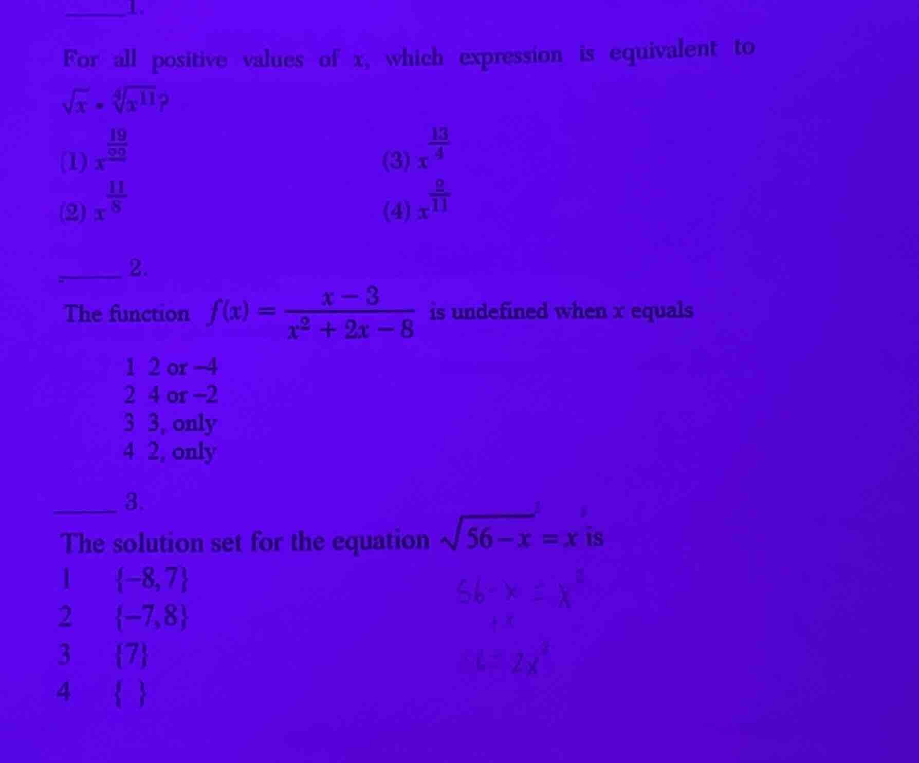 1. for all positive values of x, which expression is equivalent to (sqr…