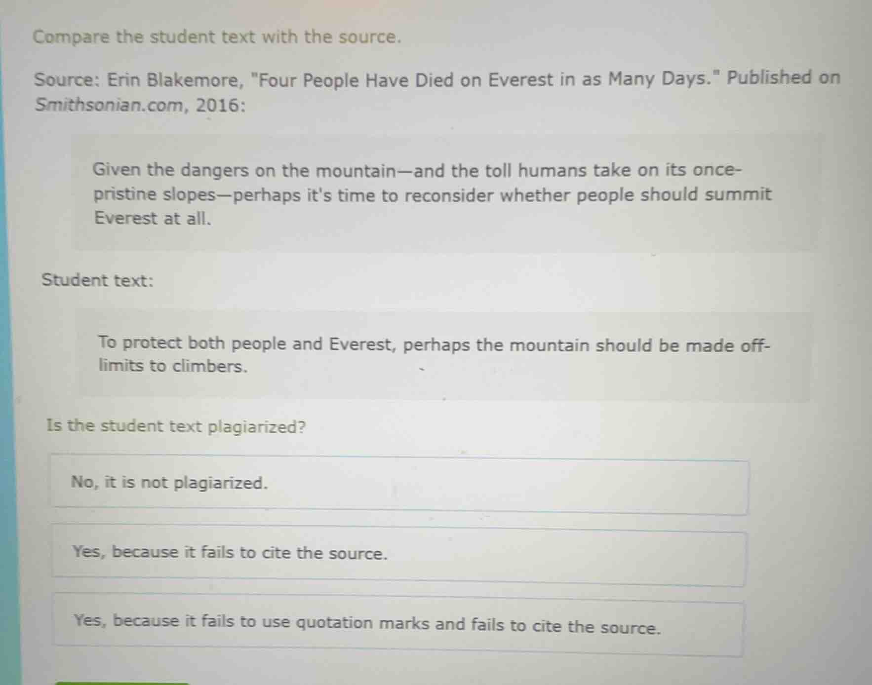 compare the student text with the source. source: erin blakemore, \four…