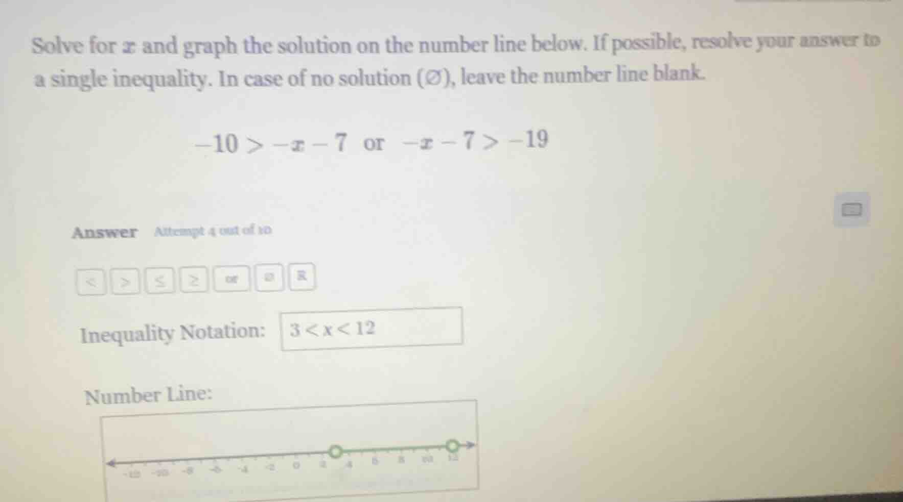 solve for x and graph the solution on the number line below. if possibl…