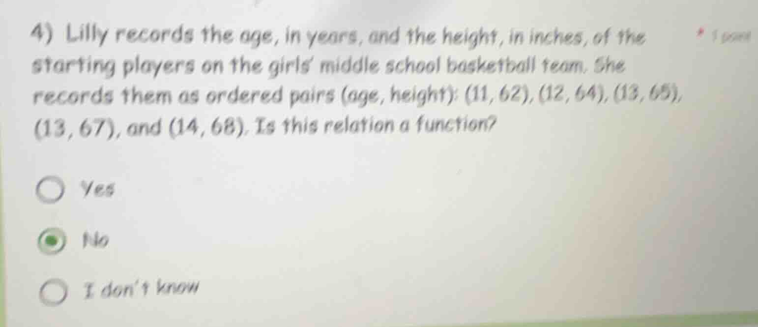 4) lilly records the age, in years, and the height, in inches, of the s…