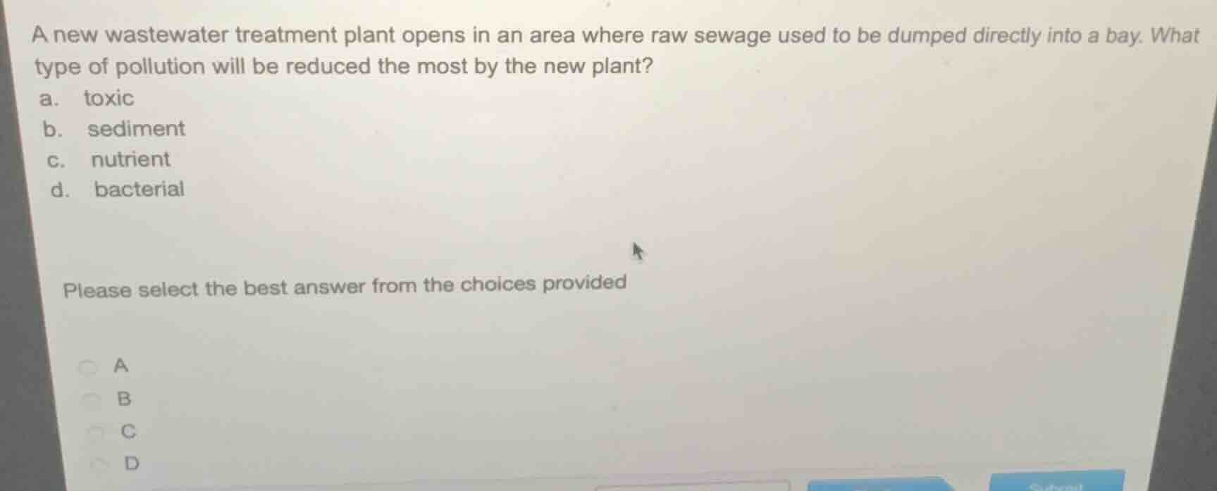 a new wastewater treatment plant opens in an area where raw sewage used…