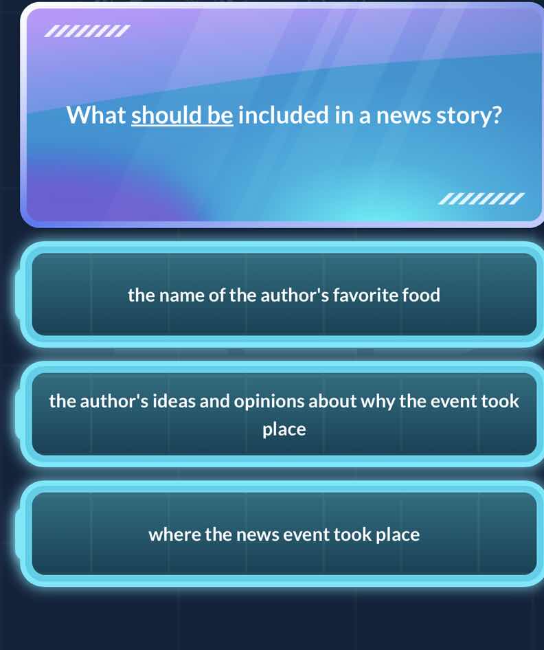 what should be included in a news story? the name of the authors favori…