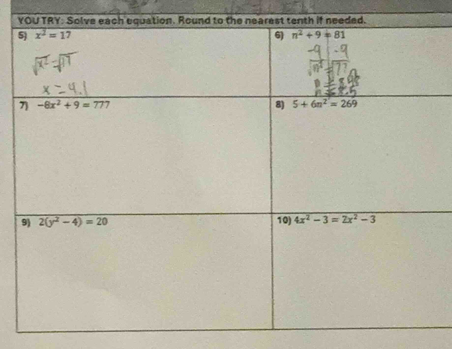 you try: solve each equation. round to the nearest tenth if needed. 5) …