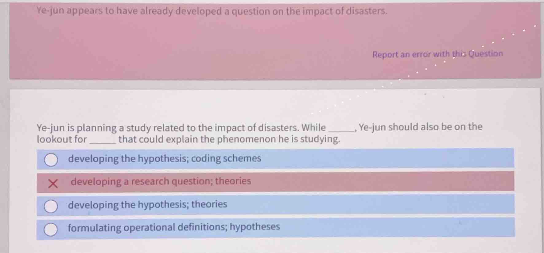 ye-jun is planning a study related to the impact of disasters. while __…