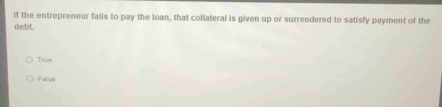 if the entrepreneur fails to pay the loan, that collateral is given up …