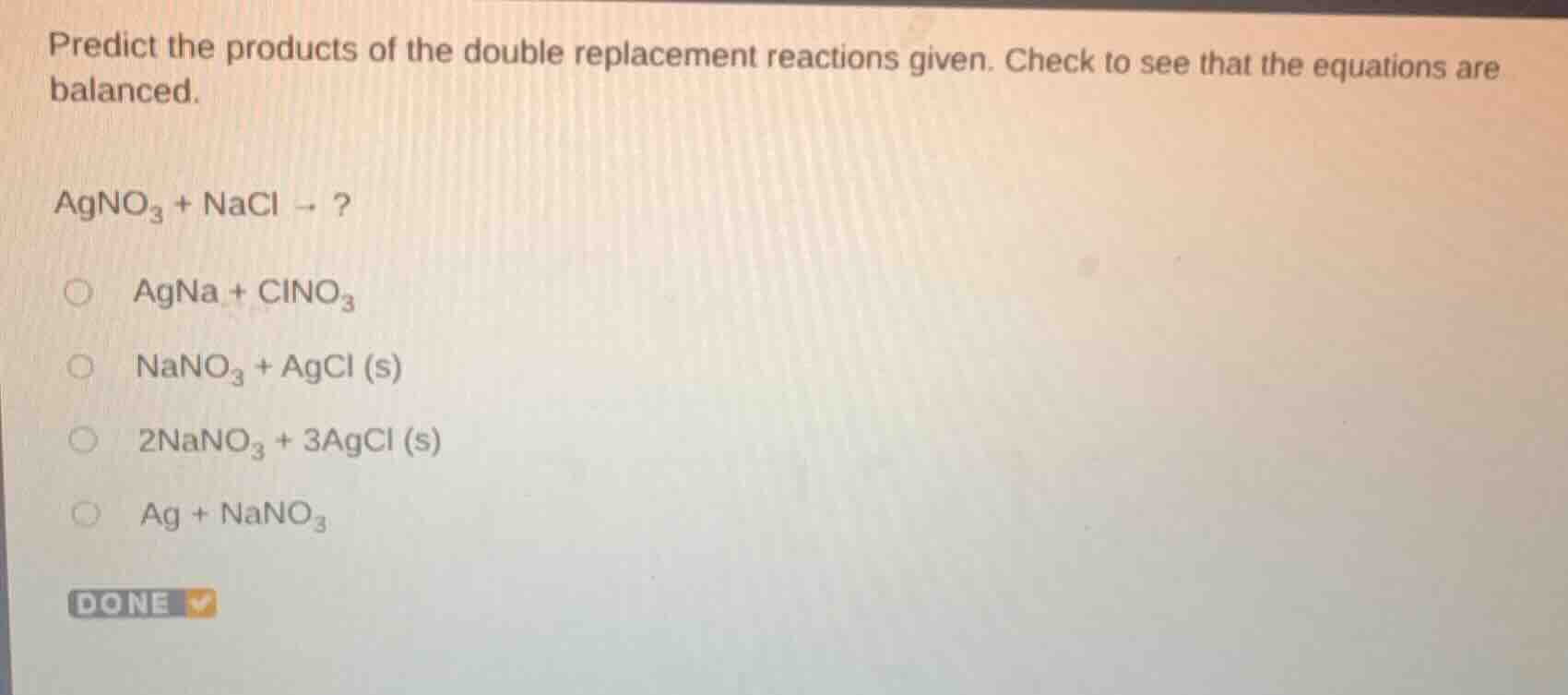 predict the products of the double replacement reactions given. check t…
