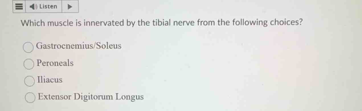 which muscle is innervated by the tibial nerve from the following choic…