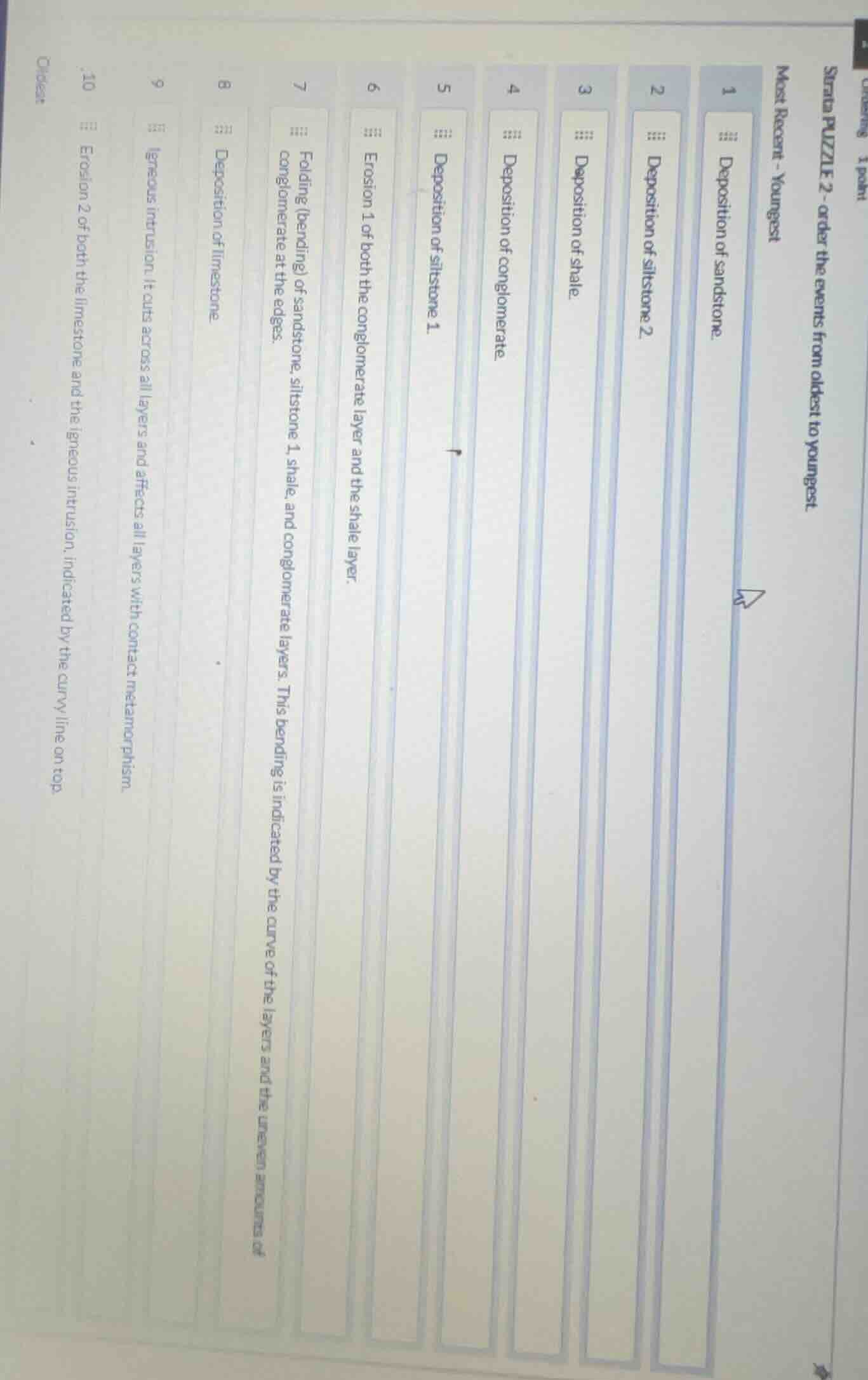 strata puzzle 2 - order the events from oldest to youngest most recent …