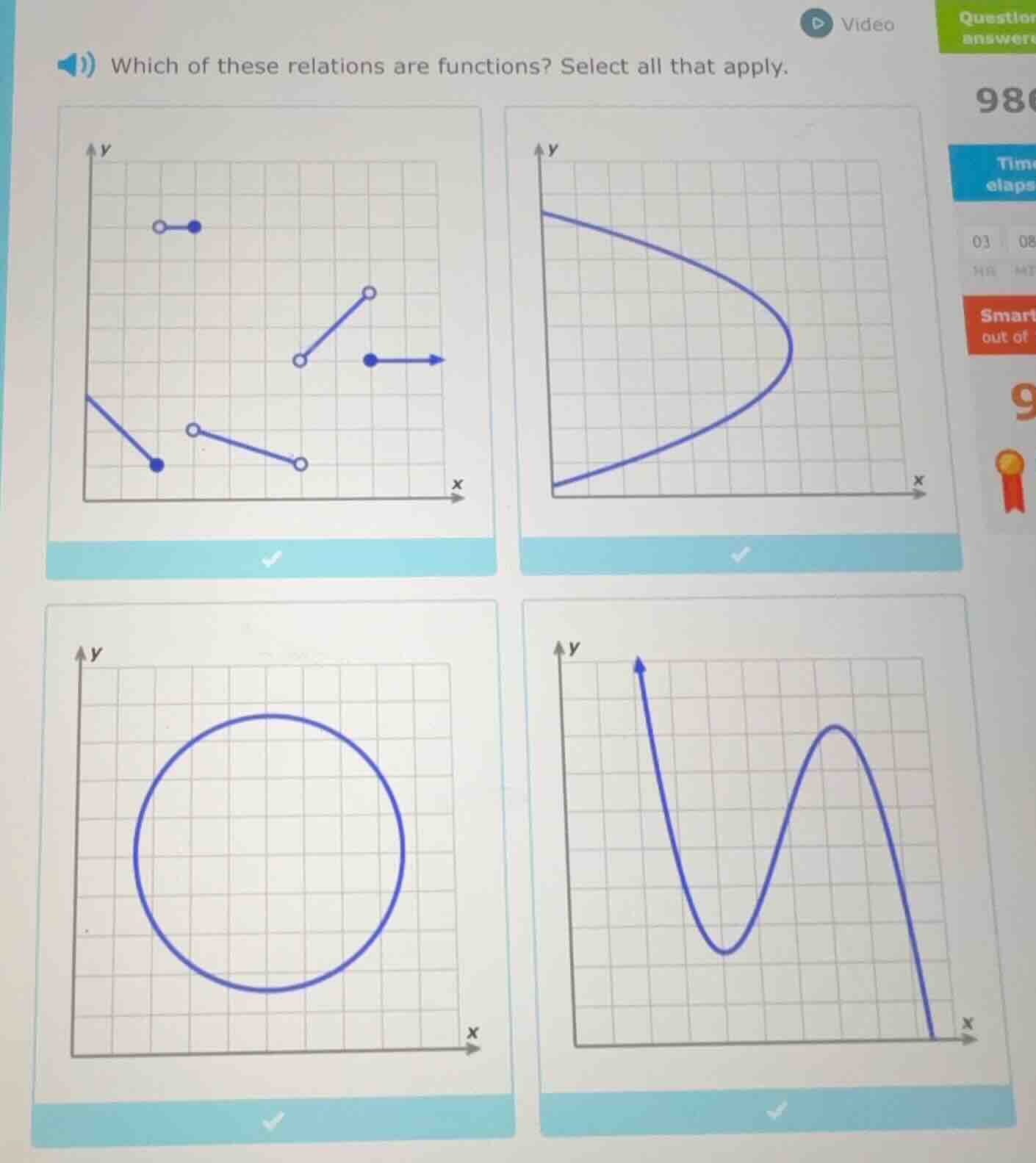 which of these relations are functions? select all that apply.